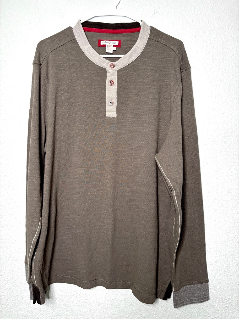 Carbon2Cobalt Henley Shirt Contrast Gray L Tall